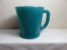 Vintage 1950's  Fire King dark teal milk glass D handle coffee mug