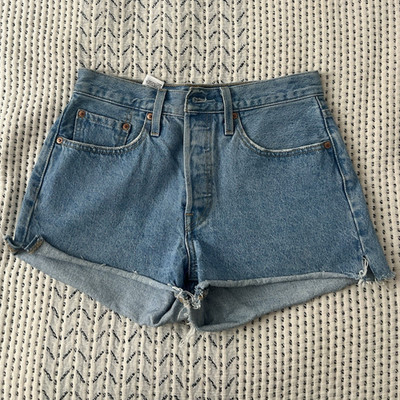 Levi's 501 Women's Blue Denim Cut Off Shorts High Rise