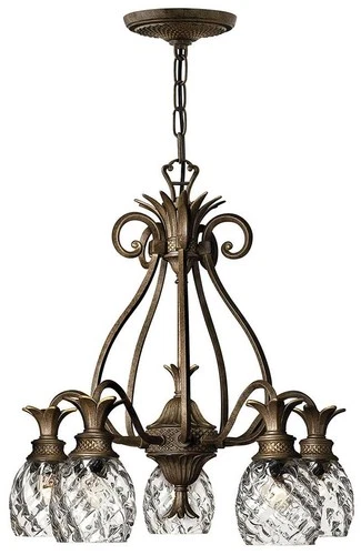 Hinkley Plantation 22 1/2" Bronze 5-Light Pineapple Glass Chandelier - Picture 2 of 6