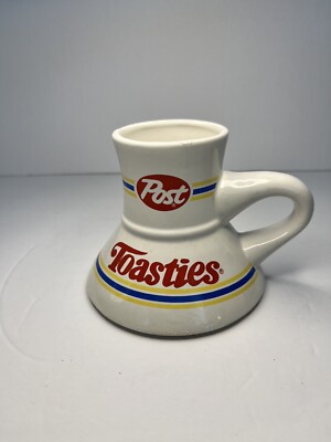 Post Toasties Cereal Wide Bottom Ceramic No Spill Mug Vintage 1980 Promotional