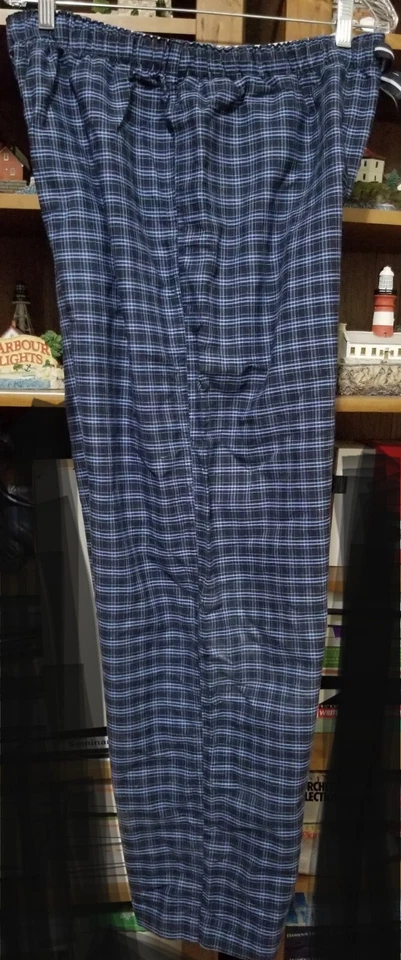 Pantalones de salón o ropa de dormir vintage Daniel Cremieux azules a cuadros con bolsillos Foto 4 de 4