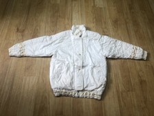 Vintage 80s East West White Winter Coat Jacket Small Oversize Nylon Polyester