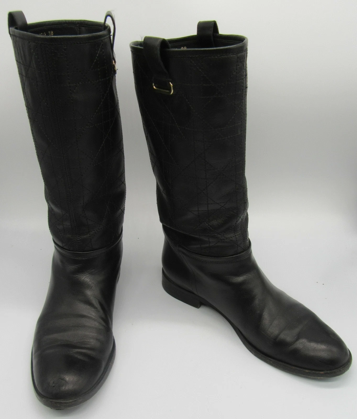 CHRISTIAN DIOR Cuir Noir Modèle Canne Bottes Taille 38