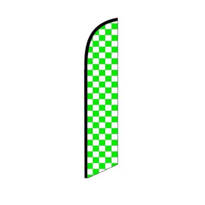 Checkered GreenWhite Swooper Flutter Feather Flag | 3ft W x 11.5ft Tall