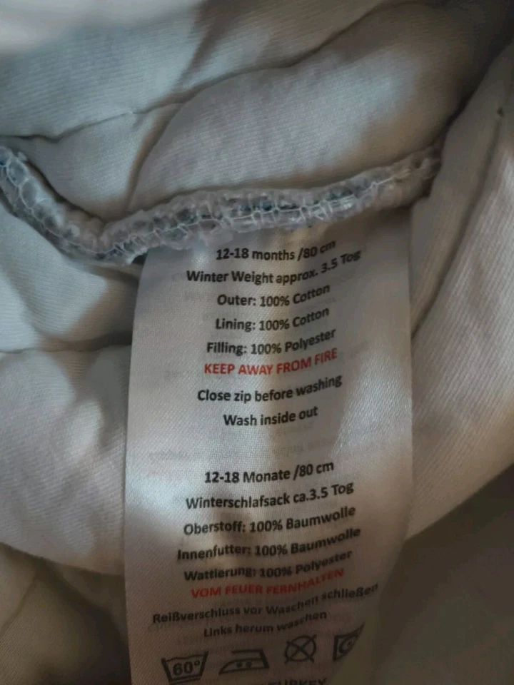 Saco Schlummer 12-18 Meses Azul y Blanco Rayas Saco de Dormir Bebé Invierno Otoño Foto 4 de 4