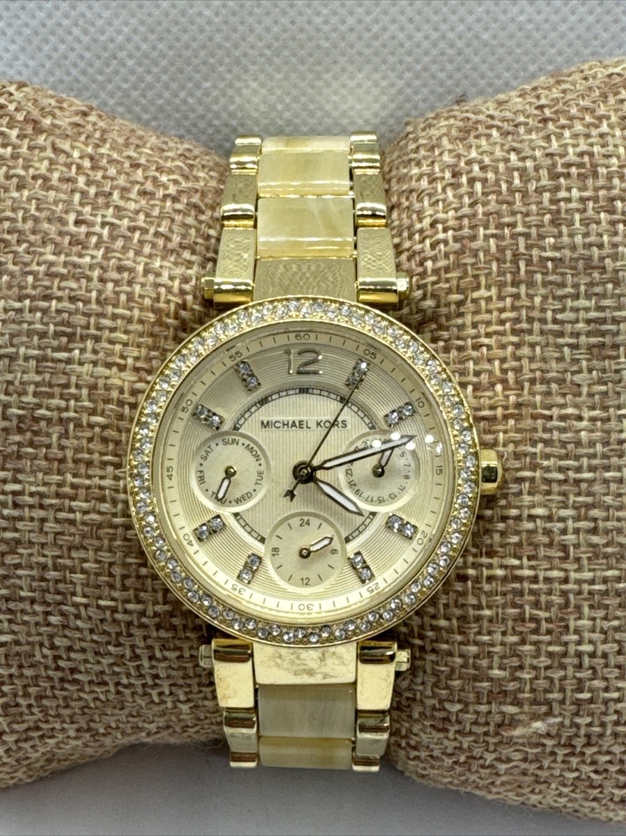 激安! Michael Kors Two-Tone Glitz Parker Watch MK5842 Michael Kors Parker MK5842 Women's Gold-Tone Analog Dial