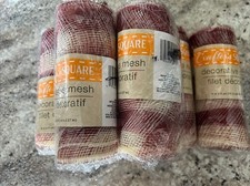 Lot 5 Crafter's Square Decorative Mesh Ribbon, 5 yd. Rolls Red and Tan or Brown