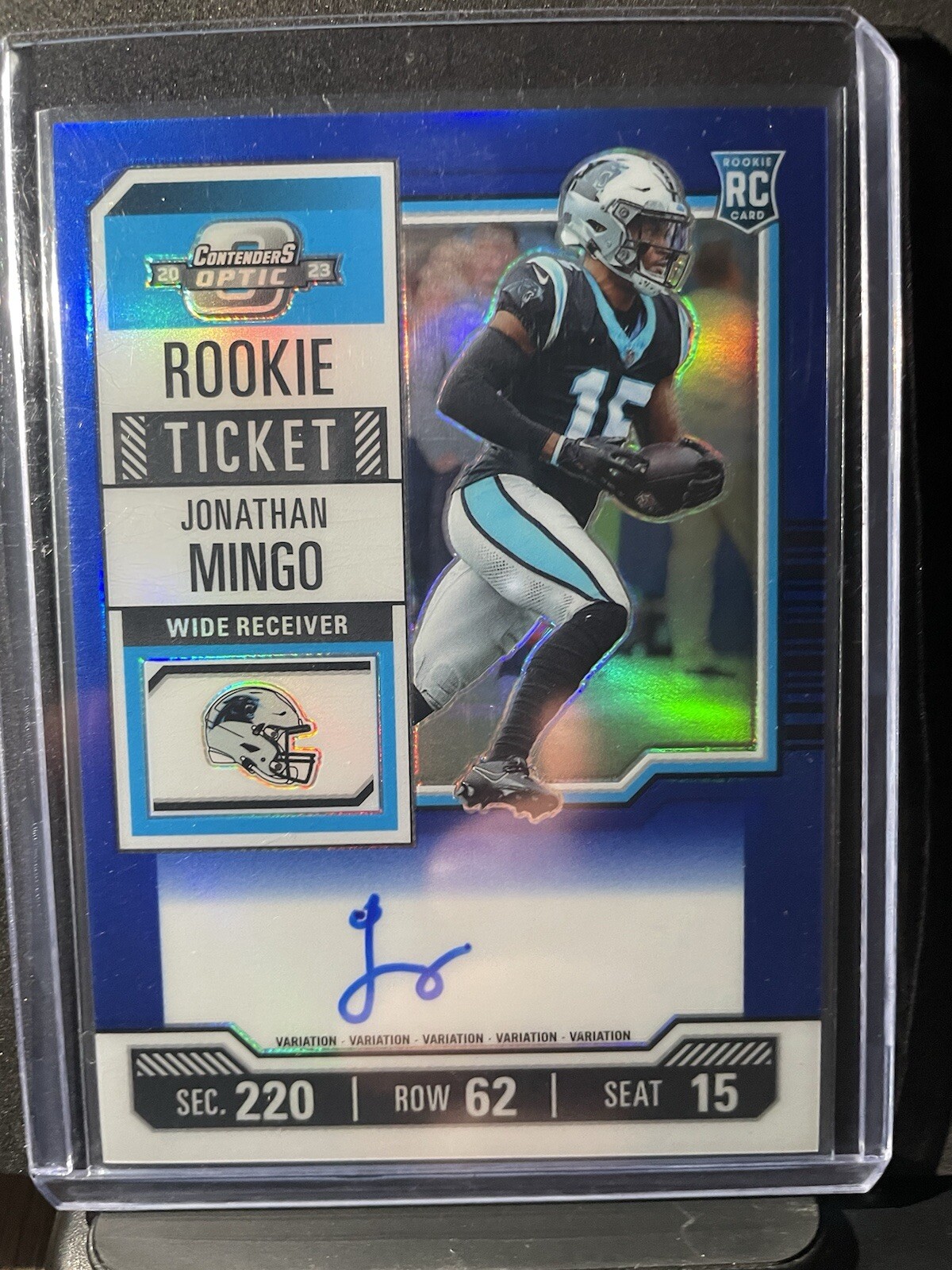 2023 Contenders Optic- JONATHAN MINGO - Variation Rookie Ticket Blue RC Auto /50