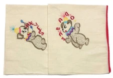 2 Vintage Kitchen Dish Towels Embroidered Saturday (SABADO) Thursday (JUEVES)