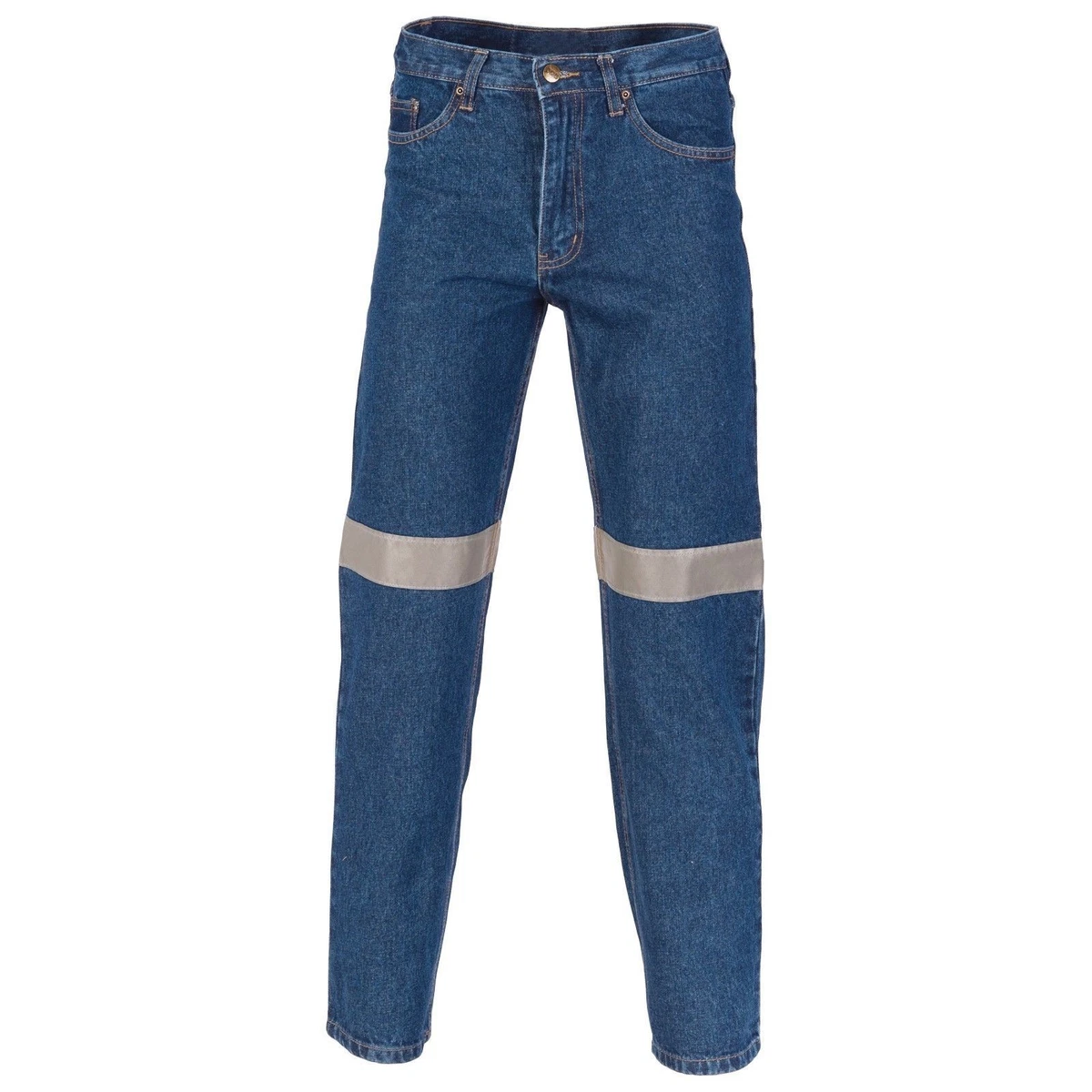 DNC Cotton Stretch Denim Blue Jeans 3M 8906 Reflective Tape Stout Size 87S 132S