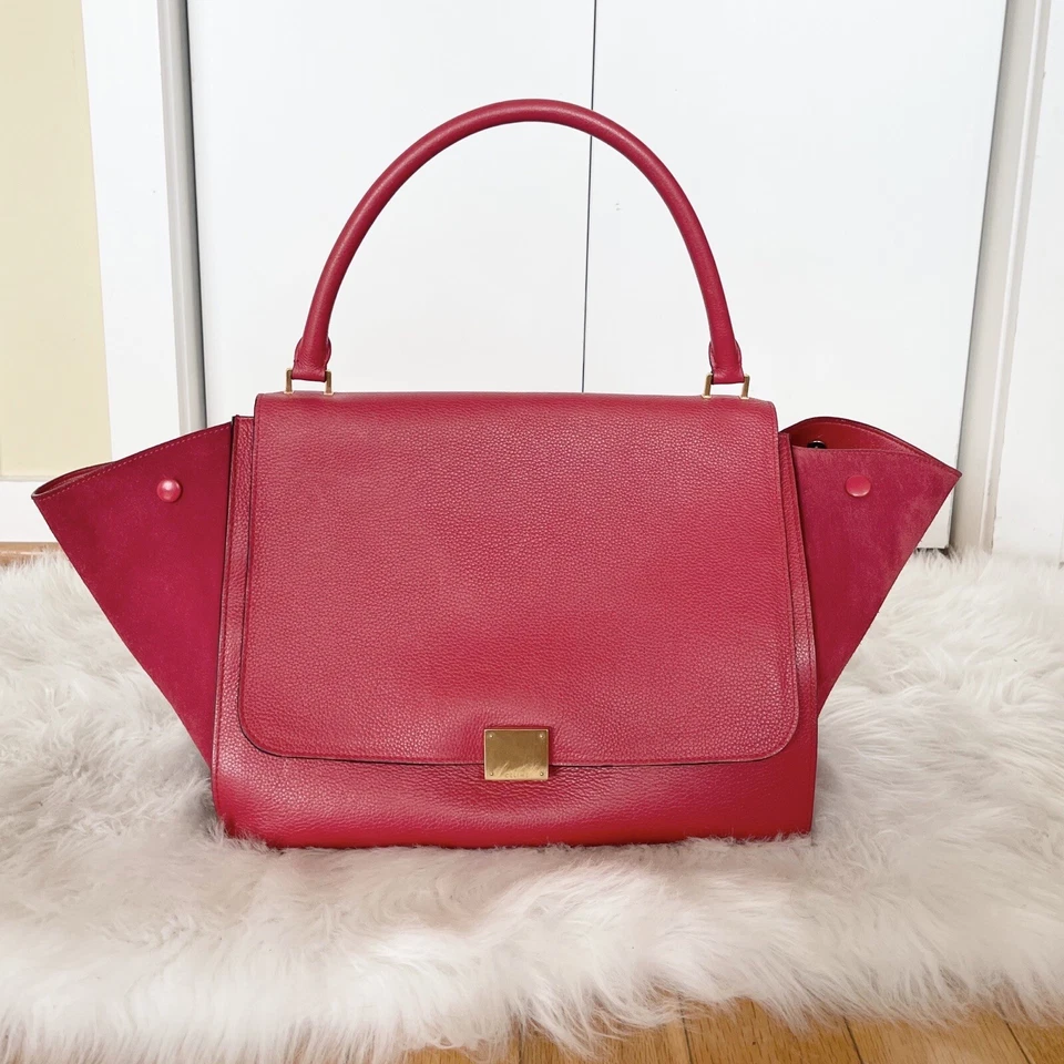 Bolso Trapecio Grande Celine Auténtico $3,450 Old Celine (era Phoebe Philo) Rojo Foto 2 de 4