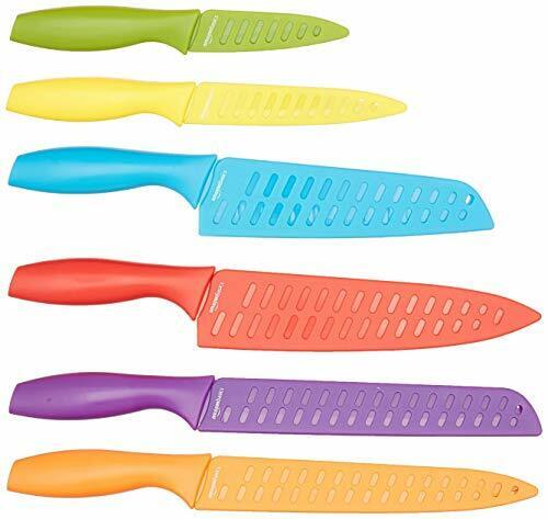 Gourmet Forged ColorSlice 12 Piece Color-Coded Kitchen Knife set 6 Non  Stick Dishwasher Safe Knives w/ 6 Blade Guards/Sheaths Sharp Stainless  Steel