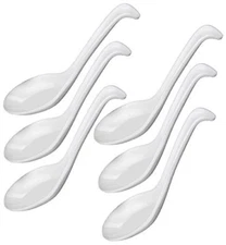 6 PCS Melamine Soup Spoons White Melamine Ramen Noodle Soup Spoons -  USA Seller