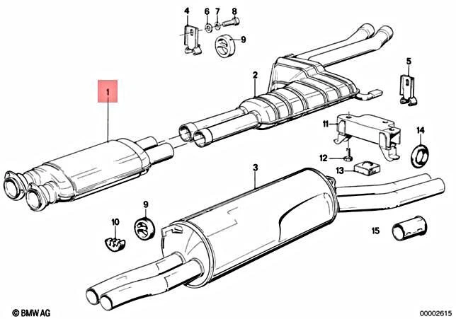 Genuine BMW E12 E24 535i 635CSi Coupe Sedan Front Silencer 