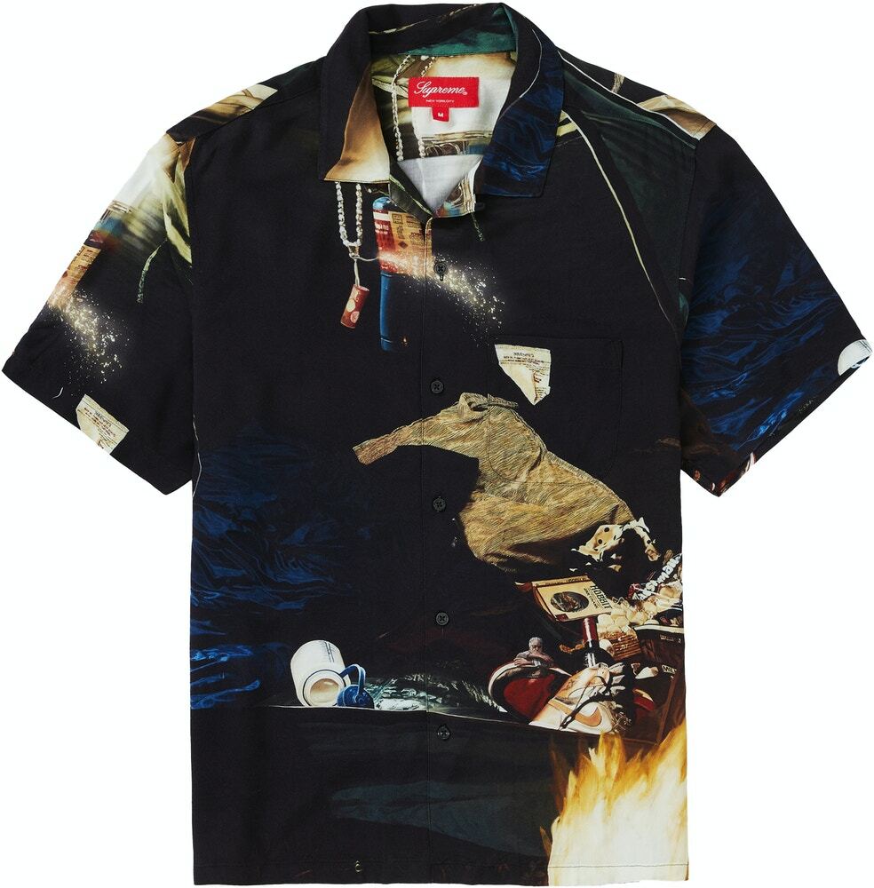 Supreme Firecracker Rayon S/S Shirt Button Black Spring Summer 