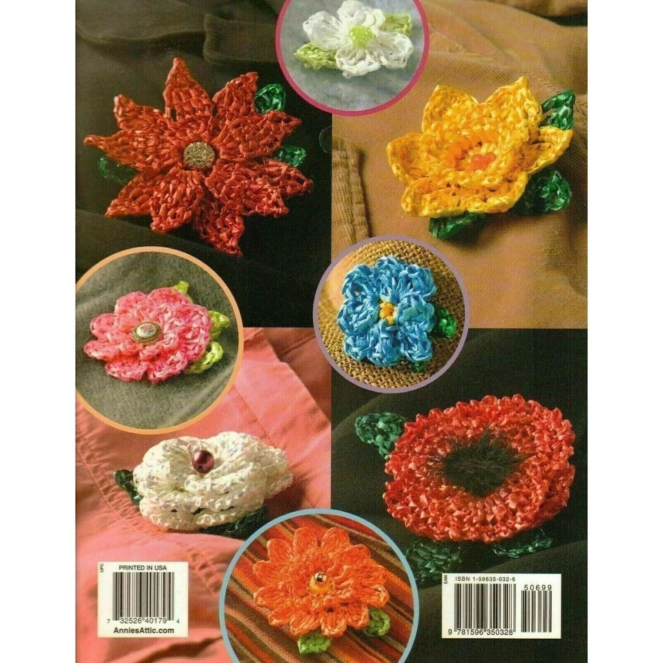 Crochet Annies Attic Fast & Fanciful Curling Ribbon Flowers 12 Patterns Book - Image 3 of 4