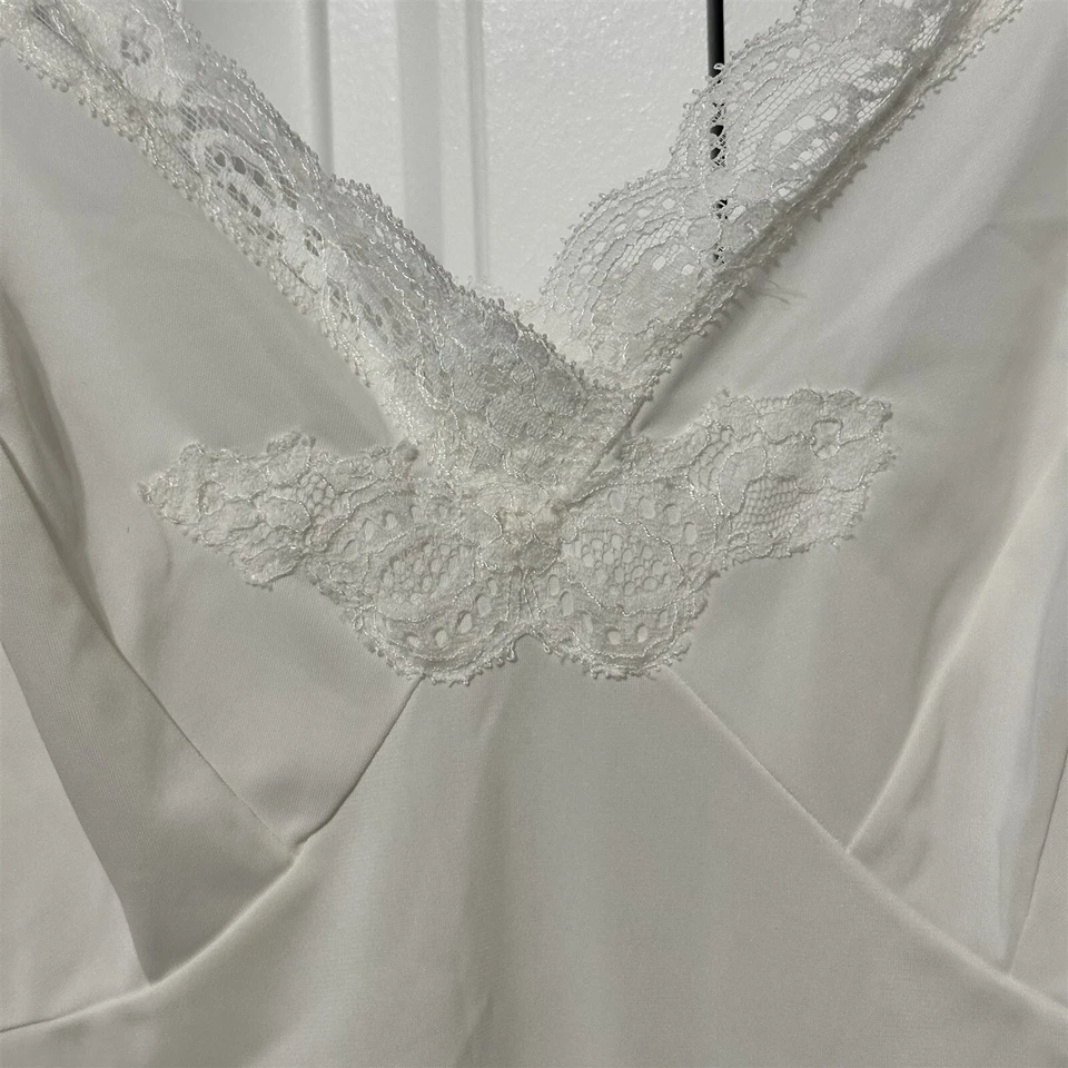 Borde de encaje Shadowline vintage completo marfil crema hecho en EE. UU. 36 Foto 3 de 4