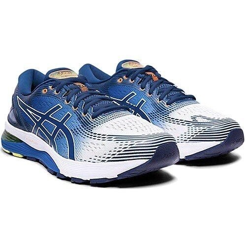 ASICS GEL-NIMBUS 21 1011A714 White / Blue Running | eBay