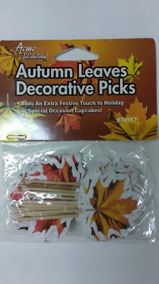 LOT OF 3~ACME INTL DECORATIVE AUTUMN LEAVES PICKS (24 CT EACH)