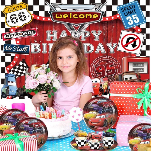 Cars Lightning McQueen Party Supplies Set Plates Balloon Banner Cake Topper - Picture 7 of 8