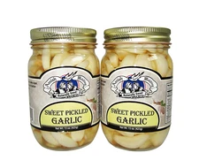 Amish All-Natural Sweet Pickled Garlic 15 Oz (2 Jars) - Gourmet Condiment