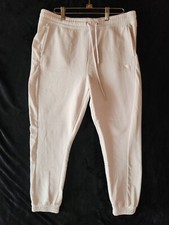 Victoria Secret Pink Jogger Pants Large Pink Dog Logo Velvet Mesh Strip down Leg