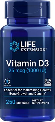 Life Extension Vitamin D3 25 mcg (1000 IU)   Supports Bone & Immune Health 250sg
