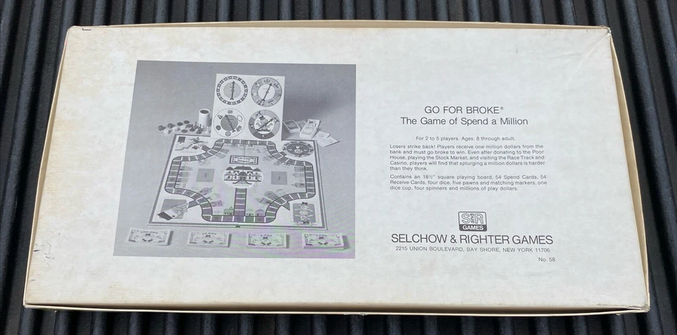 1977 Go For Broke Board Game Complete Original Box Pawns Dice Cup Made In USA - Image 2 of 4