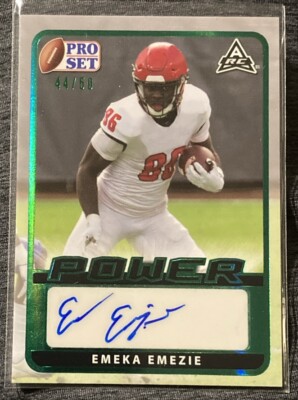 Emeka Emezie 2021 Pro Set Power Auto Autograph Emerald /50 Rookie NC State