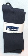 Basic Editions 3 Pair Boy's Navy Dress Socks Shoe Size 9-2.5