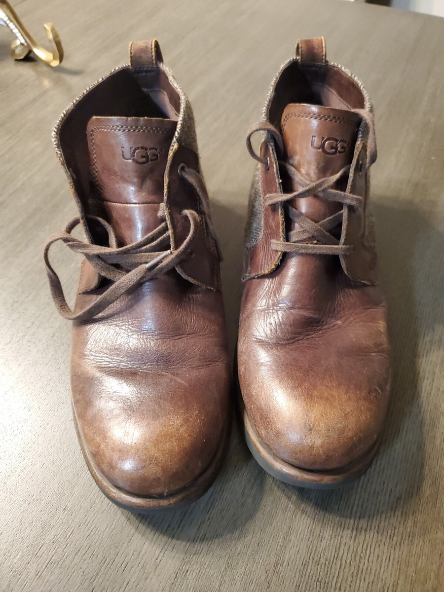 UGG Boots Brown Brompton Tweed Grizzly Leather Chukka Ankle  display picture 1