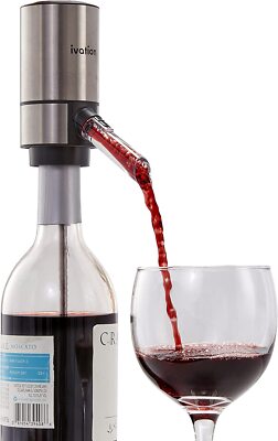 Ivation Wine Aerator and Dispenser Spout, Electric Wine Pourer and Stopper
