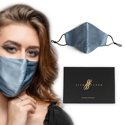 Reine Maulbeerseide Gesichtsmaske waschbar, atmungsaktiv, verstellbar - Duck Egg blau