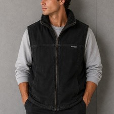 Wolverine Mens Black Canvas Sherpa Lined Full Zip Workwear Vest Size L