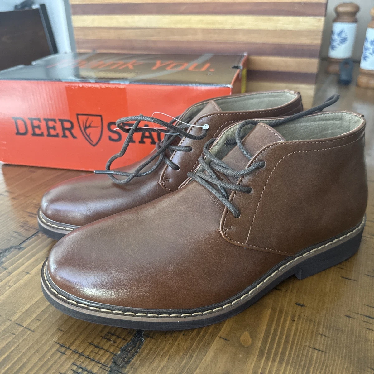 Deer Stags Nick Mens Brown Simulated Leather Chukka Boots Size 6M Deer Stags Brown Boot Shoes for Boys for sale | eBay main image 2
