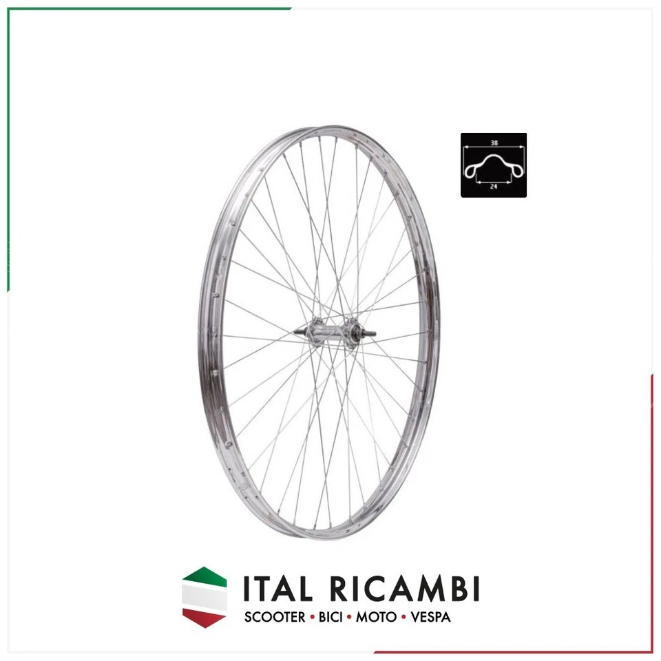 RUOTA BICI R EPOCA ANTERIORE 26 FRENI BACCHETTA IN ACCIAIO