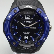Armitron Pro Sport Watch Mens 50mm Blue Black Day Date New Battery