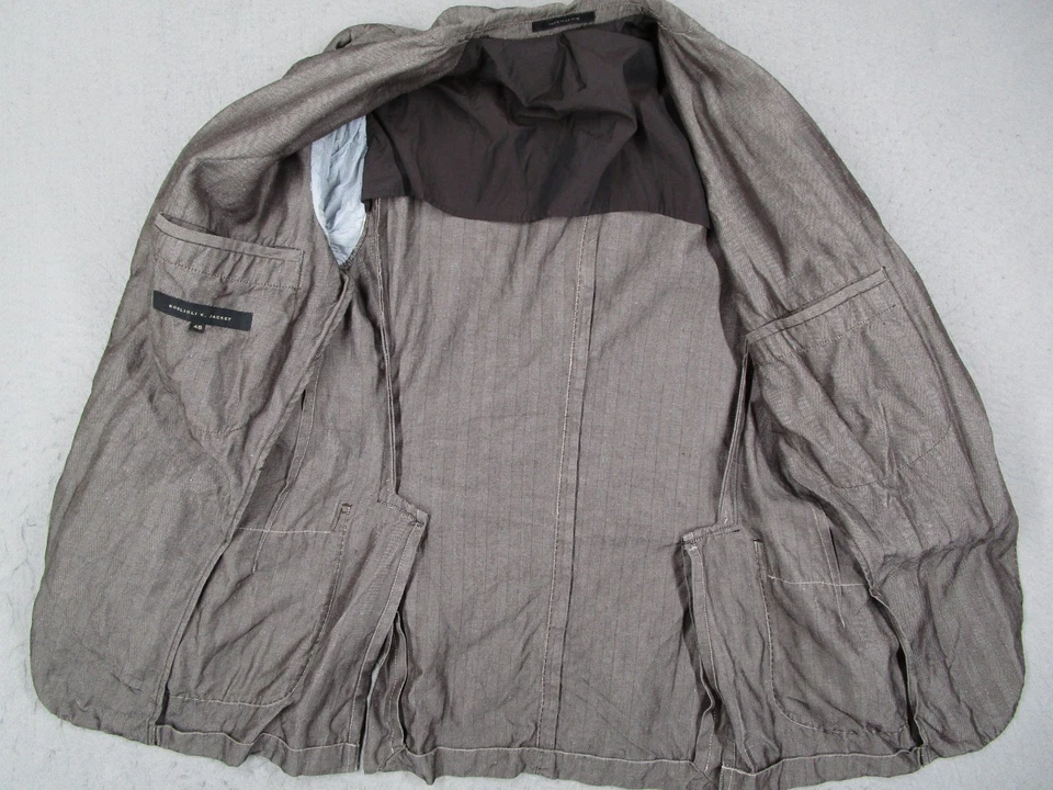 Boglioli K. Jacket Mens 48 EU Brown Silk Linen Unstructured Sport Coat Italy - Image 3 of 4