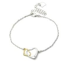 Simple and fashionable double heart pendant necklace for women.