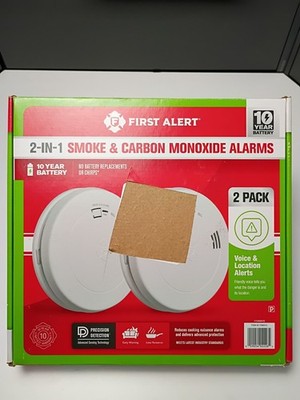 First Alert 2-in-1 Smoke & Carbon Monoxide Alarms with Voice Alerts - 2 Pack