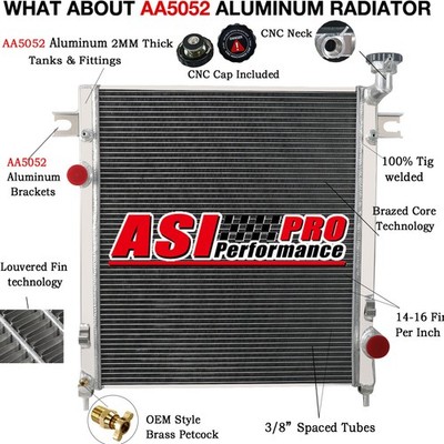 ALLOYWORKS Upgrade 3 Row Radiator For Jeep Liberty Gas 2008-2012 USA 3.7L V6 USA
