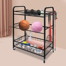 Rolling Ball Storage Rack, Sports Equipment Organizer, Basketball Storage Rack