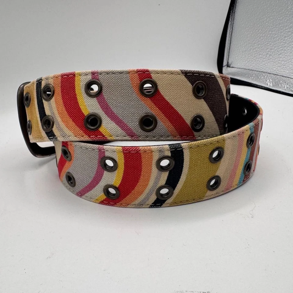 Пояс Paul Smith черный с двойной булавкой многоцветный F/S - Изображение 3 из 4