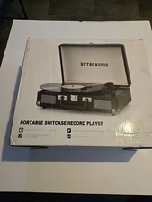 RetroAudio Record Player 3-Speed Bluetooth Portable Suitcase Record Player with