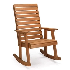 Wooden Rocking Chair Rocker Outdoor Oversized Porch Rocker Chair with Armrest