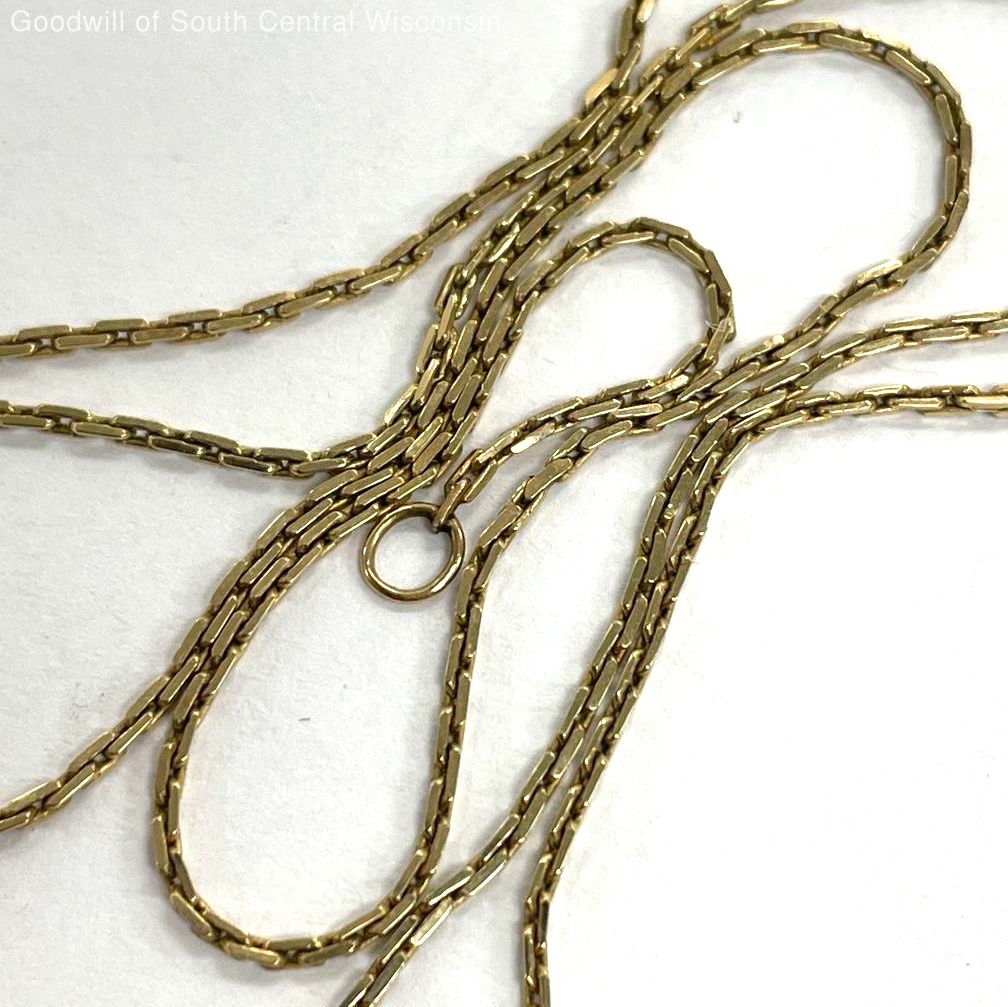 14K Yellow Gold Rectangular Cable Chain Necklace,… - image 2