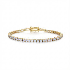 3ct Tennis Bracelet Yellow Gold 18K Lab-Created LED Box Diamond Test Pass 18cm
