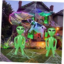 3 Pcs 37" Giant Inflatable Alien Decorations Halloween Inflatable UFO Cow Long