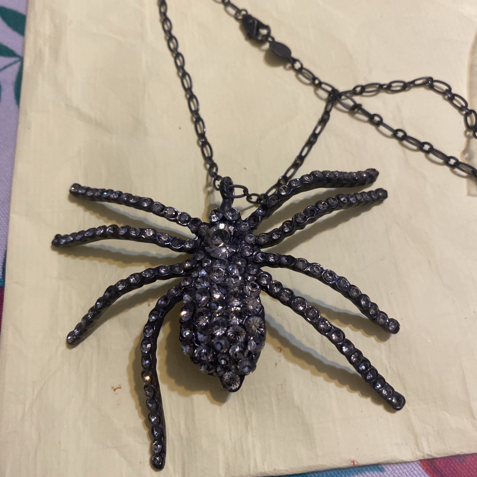 Dkny  Black Spider Rhinestone Statement Necklace - image 5