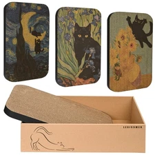 Art Cat Scratcher, 3 Packs Wall-Mountable Art Cat Scratching Board with Box, ...